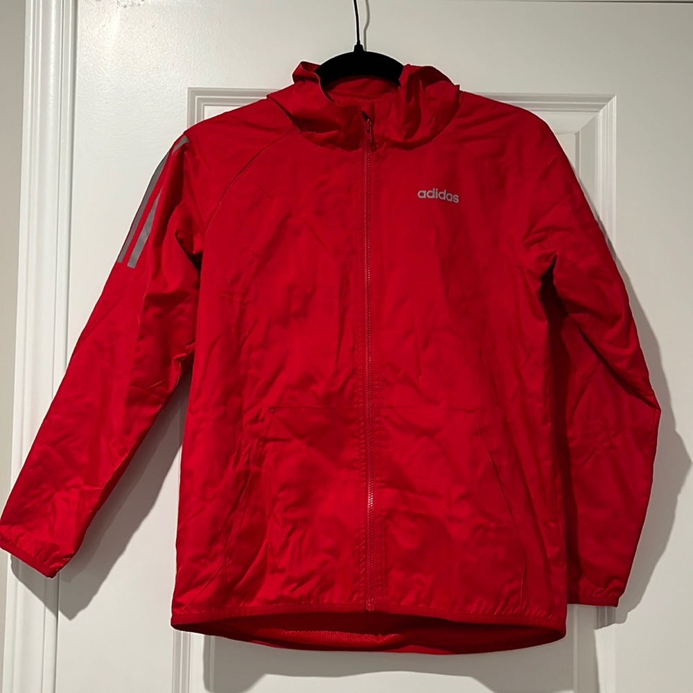 GUC! Red Adidas Full Zip Hooded Track Jacket Windbreaker Size Youth Medium